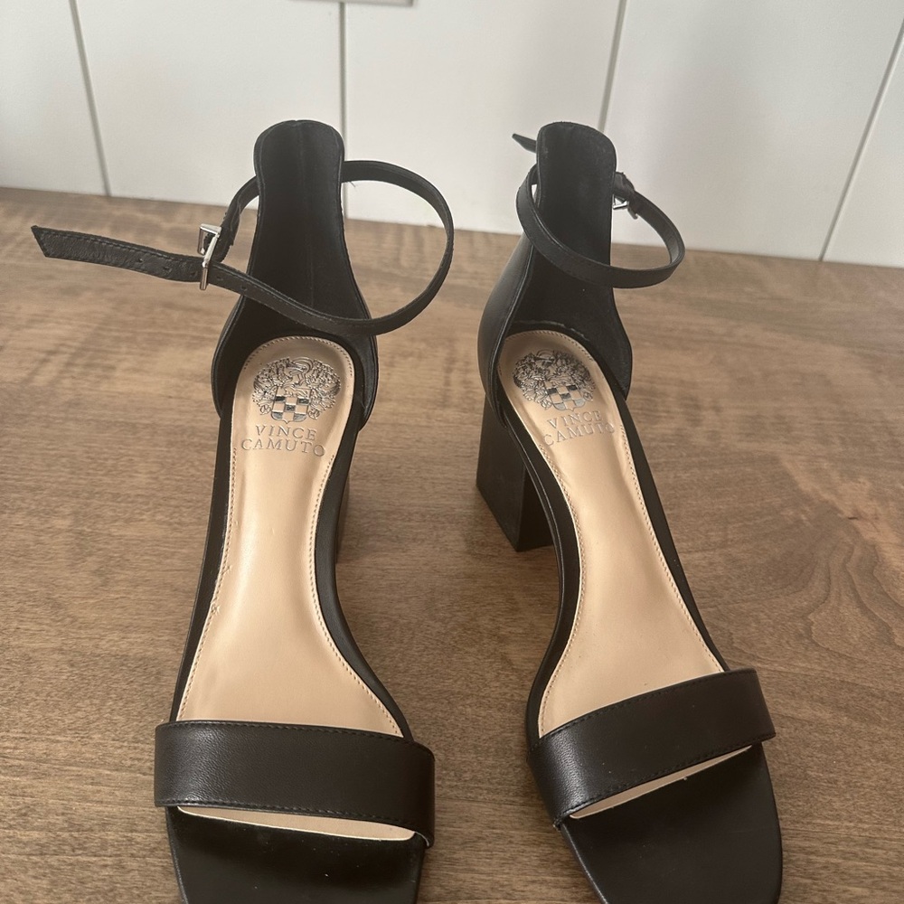Vince Camuto Black Ankle Strap Heels